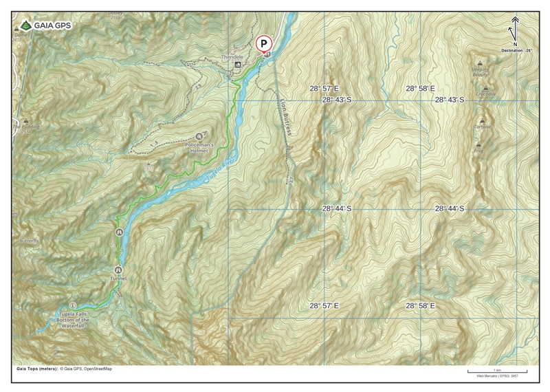 Tugela Gotge Hike Route Map